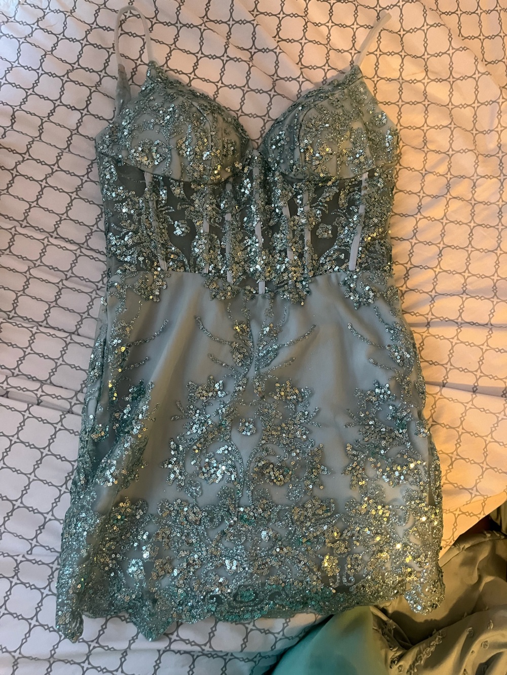 Silver and Blue sparkly homecoming dress